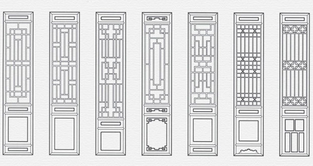 金川常用中式仿古花窗图案隔断设计图